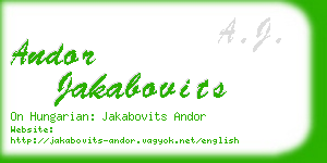 andor jakabovits business card